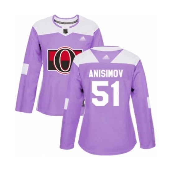 Women's Ottawa Senators #51 Artem Anisimov Authentic Purple Fights Cancer Practice Hockey Jersey Women's Ottawa Senators #51 Artem Anisimov Authentic Purple Fights Cancer Practice Hockey Jersey
