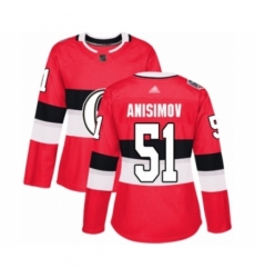 Women's Ottawa Senators #51 Artem Anisimov Authentic Red 2017 100 Classic Hockey Jersey Women's Ottawa Senators #51 Artem Anisimov Authentic Red 2017 100 Classic Hockey Jersey