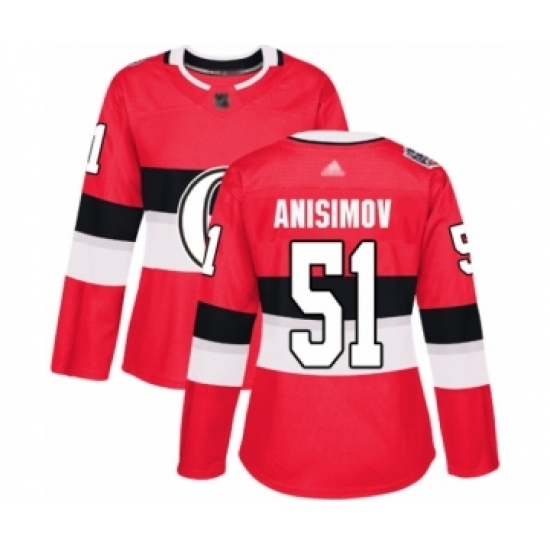 Women's Ottawa Senators #51 Artem Anisimov Authentic Red 2017 100 Classic Hockey Jersey Women's Ottawa Senators #51 Artem Anisimov Authentic Red 2017 100 Classic Hockey Jersey