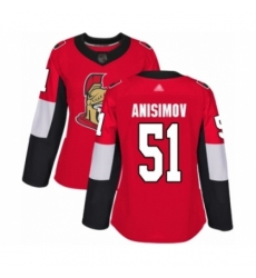 Women's Ottawa Senators #51 Artem Anisimov Authentic Red Home Hockey Jersey