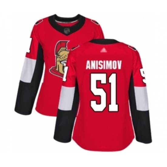 Women's Ottawa Senators #51 Artem Anisimov Authentic Red Home Hockey Jersey Women's Ottawa Senators #51 Artem Anisimov Authentic Red Home Hockey Jersey