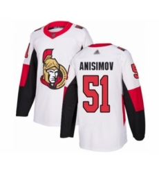 Youth Ottawa Senators #51 Artem Anisimov Authentic White Away Hockey Jersey