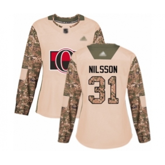 Women's Ottawa Senators #31 Anders Nilsson Authentic Camo Veterans Day Practice Hockey Jersey Women's Ottawa Senators #31 Anders Nilsson Authentic Camo Veterans Day Practice Hockey Jersey