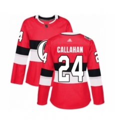 Women's Ottawa Senators #24 Ryan Callahan Authentic Red 2017 100 Classic Hockey Jersey