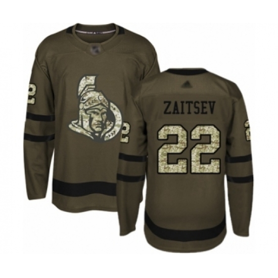 Men's Ottawa Senators #22 Nikita Zaitsev Authentic Green Salute to Service Hockey Jersey Men's Ottawa Senators #22 Nikita Zaitsev Authentic Green Salute to Service Hockey Jersey