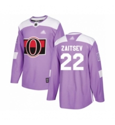 Men's Ottawa Senators #22 Nikita Zaitsev Authentic Purple Fights Cancer Practice Hockey Jersey