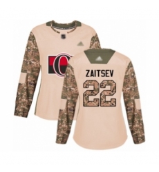 Women's Ottawa Senators #22 Nikita Zaitsev Authentic Camo Veterans Day Practice Hockey Jersey