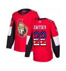 Youth Ottawa Senators #22 Nikita Zaitsev Authentic Red USA Flag Fashion Hockey Jersey
