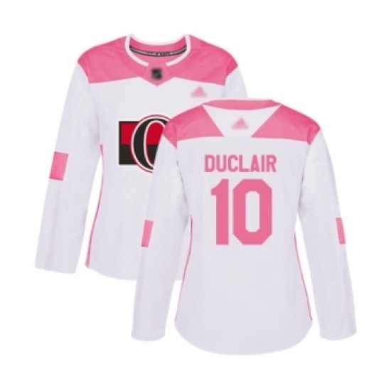 Women's Ottawa Senators #10 Anthony Duclair Authentic White Pink Fashion Hockey Jersey Women's Ottawa Senators #10 Anthony Duclair Authentic White Pink Fashion Hockey Jersey
