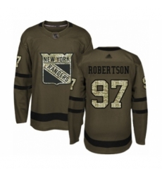 Men's New York Rangers #97 Matthew Robertson Authentic Green Salute to Service Hockey Jersey