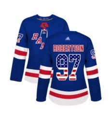 Women's New York Rangers #97 Matthew Robertson Authentic Royal Blue USA Flag Fashion Hockey Jersey