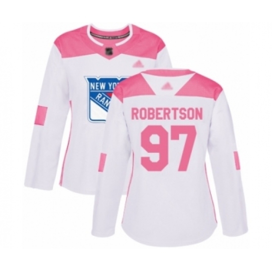 Women's New York Rangers #97 Matthew Robertson Authentic White Pink Fashion Hockey Jersey Women's New York Rangers #97 Matthew Robertson Authentic White Pink Fashion Hockey Jersey