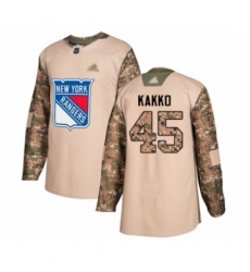 Men's New York Rangers #45 Kaapo Kakko Authentic Camo Veterans Day Practice Hockey Jersey