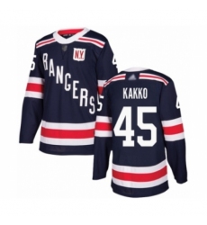 Men's New York Rangers #45 Kaapo Kakko Authentic Navy Blue 2018 Winter Classic Hockey Jersey