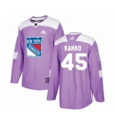 Men's New York Rangers #45 Kaapo Kakko Authentic Purple Fights Cancer Practice Hockey Jersey