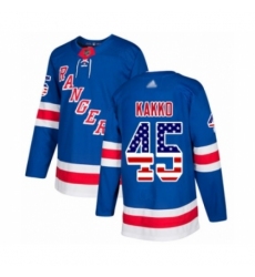 Men's New York Rangers #45 Kaapo Kakko Authentic Royal Blue USA Flag Fashion Hockey Jersey