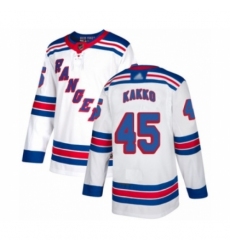 Men's New York Rangers #45 Kaapo Kakko Authentic White Away Hockey Jersey
