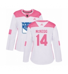 Women's New York Rangers #14 Greg McKegg Authentic White Pink Fashion Hockey Jersey