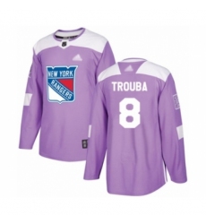Men's New York Rangers #8 Jacob Trouba Authentic Purple Fights Cancer Practice Hockey Jersey
