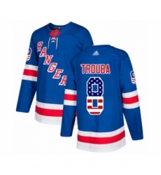 Men's New York Rangers #8 Jacob Trouba Authentic Royal Blue USA Flag Fashion Hockey Jersey