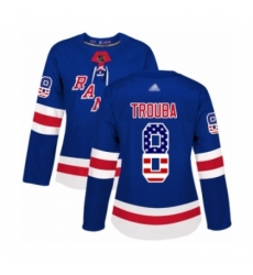 Women's New York Rangers #8 Jacob Trouba Authentic Royal Blue USA Flag Fashion Hockey Jersey Women's New York Rangers #8 Jacob Trouba Authentic Royal Blue USA Flag Fashion Hockey Jersey