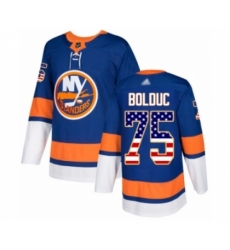 Men's New York Islanders #75 Samuel Bolduc Authentic Royal Blue USA Flag Fashion Hockey Jersey