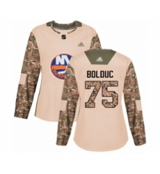 Women's New York Islanders #75 Samuel Bolduc Authentic Camo Veterans Day Practice Hockey Jersey