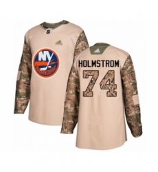 Men's New York Islanders #74 Simon Holmstrom Authentic Camo Veterans Day Practice Hockey Jersey
