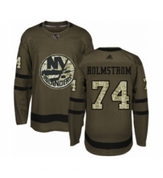 Men's New York Islanders #74 Simon Holmstrom Authentic Green Salute to Service Hockey Jersey