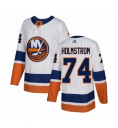 Men's New York Islanders #74 Simon Holmstrom Authentic White Away Hockey Jersey