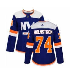 Women's New York Islanders #74 Simon Holmstrom Authentic Blue Alternate Hockey Jersey