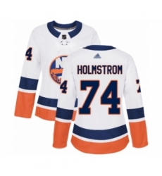 Women's New York Islanders #74 Simon Holmstrom Authentic White Away Hockey Jersey