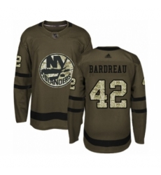 Men's New York Islanders #42 Cole Bardreau Authentic Green Salute to Service Hockey Jersey