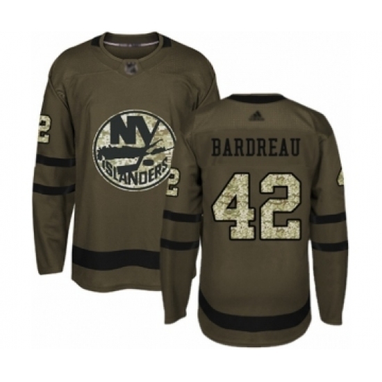 Men's New York Islanders #42 Cole Bardreau Authentic Green Salute to Service Hockey Jersey Men's New York Islanders #42 Cole Bardreau Authentic Green Salute to Service Hockey Jersey