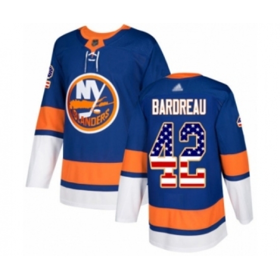 Men's New York Islanders #42 Cole Bardreau Authentic Royal Blue USA Flag Fashion Hockey Jersey Men's New York Islanders #42 Cole Bardreau Authentic Royal Blue USA Flag Fashion Hockey Jersey