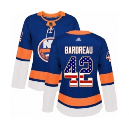 Women's New York Islanders #42 Cole Bardreau Authentic Royal Blue USA Flag Fashion Hockey Jersey Women's New York Islanders #42 Cole Bardreau Authentic Royal Blue USA Flag Fashion Hockey Jersey