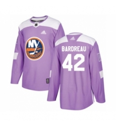 Youth New York Islanders #42 Cole Bardreau Authentic Purple Fights Cancer Practice Hockey Jersey