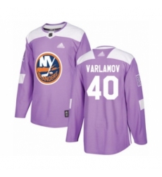 Men's New York Islanders #40 Semyon Varlamov Authentic Purple Fights Cancer Practice Hockey Jersey