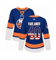 Women's New York Islanders #40 Semyon Varlamov Authentic Royal Blue USA Flag Fashion Hockey Jersey Women's New York Islanders #40 Semyon Varlamov Authentic Royal Blue USA Flag Fashion Hockey Jersey