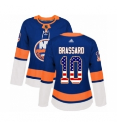 Women's New York Islanders #10 Derick Brassard Authentic Royal Blue USA Flag Fashion Hockey Jersey