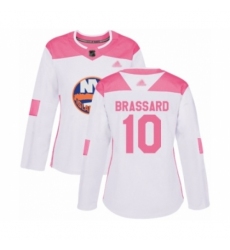 Women's New York Islanders #10 Derick Brassard Authentic White Pink Fashion Hockey Jersey