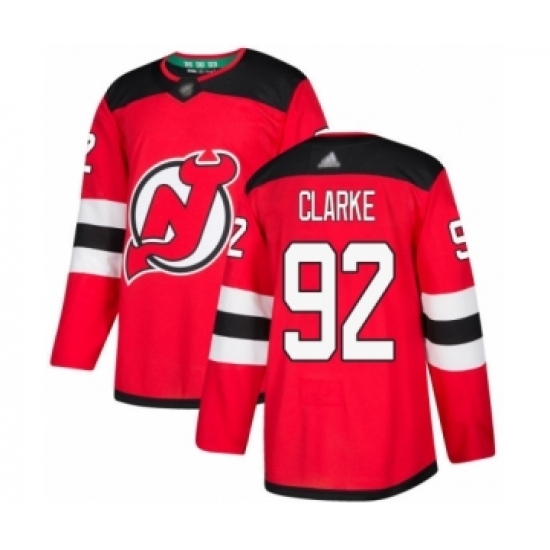 Men's New Jersey Devils #92 Graeme Clarke Authentic Red Home Hockey Jersey Men's New Jersey Devils #92 Graeme Clarke Authentic Red Home Hockey Jersey
