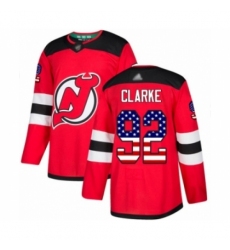 Men's New Jersey Devils #92 Graeme Clarke Authentic Red USA Flag Fashion Hockey Jersey