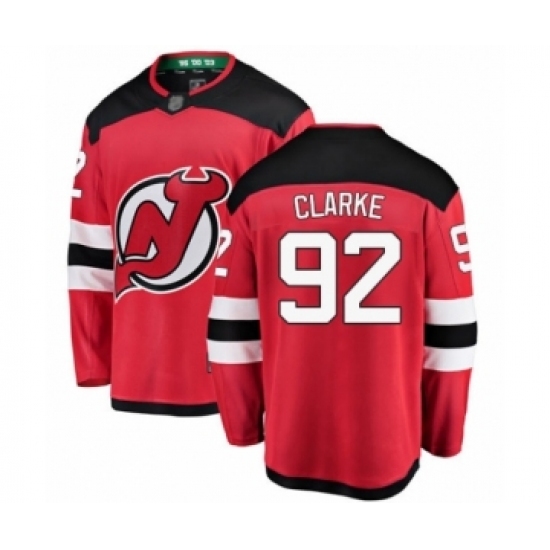 Men's New Jersey Devils #92 Graeme Clarke Fanatics Branded Red Home Breakaway Hockey Jersey Men's New Jersey Devils #92 Graeme Clarke Fanatics Branded Red Home Breakaway Hockey Jersey