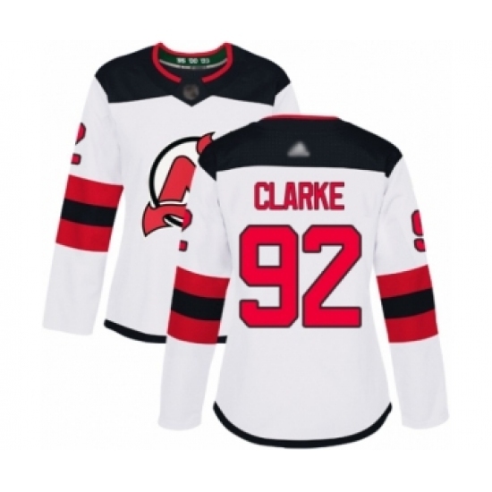 Women's New Jersey Devils #92 Graeme Clarke Authentic White Away Hockey Jersey Women's New Jersey Devils #92 Graeme Clarke Authentic White Away Hockey Jersey