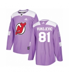 Men's New Jersey Devils #81 Michael Vukojevic Authentic Purple Fights Cancer Practice Hockey Jersey Men's New Jersey Devils #81 Michael Vukojevic Authentic Purple Fights Cancer Practice Hockey Jersey