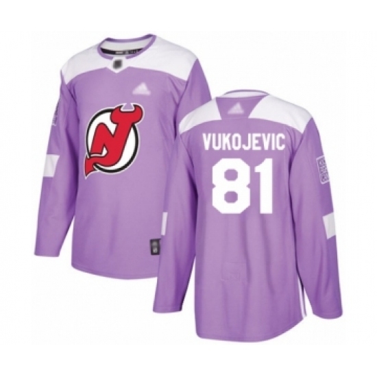 Men's New Jersey Devils #81 Michael Vukojevic Authentic Purple Fights Cancer Practice Hockey Jersey Men's New Jersey Devils #81 Michael Vukojevic Authentic Purple Fights Cancer Practice Hockey Jersey
