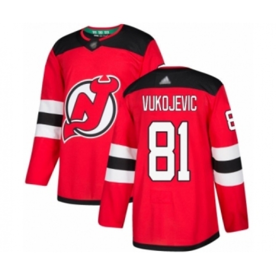 Men's New Jersey Devils #81 Michael Vukojevic Authentic Red Home Hockey Jersey Men's New Jersey Devils #81 Michael Vukojevic Authentic Red Home Hockey Jersey