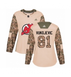 Women's New Jersey Devils #81 Michael Vukojevic Authentic Camo Veterans Day Practice Hockey Jersey Women's New Jersey Devils #81 Michael Vukojevic Authentic Camo Veterans Day Practice Hockey Jersey