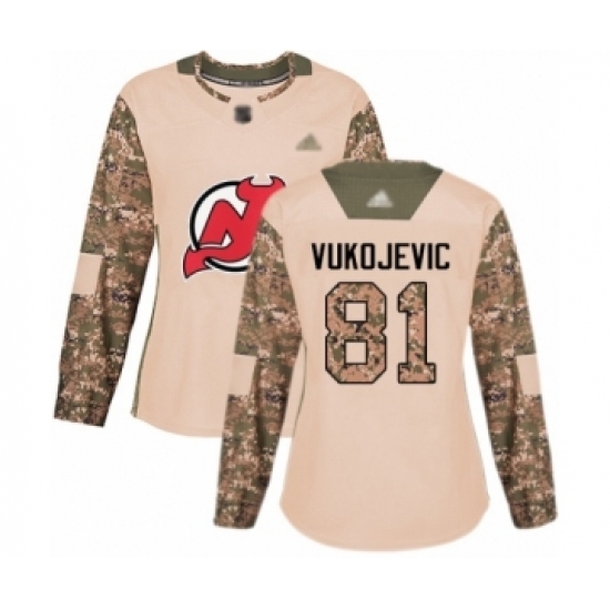Women's New Jersey Devils #81 Michael Vukojevic Authentic Camo Veterans Day Practice Hockey Jersey Women's New Jersey Devils #81 Michael Vukojevic Authentic Camo Veterans Day Practice Hockey Jersey